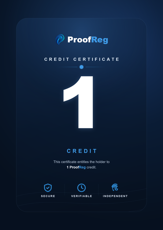 1 crédit d'enregistrement ProofReg