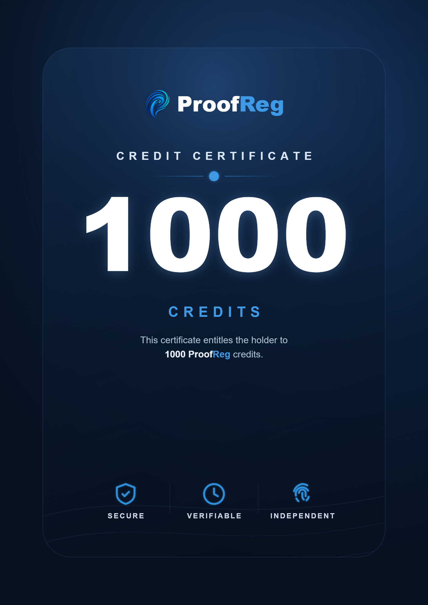 1000 crédits d'enregistrement ProofReg