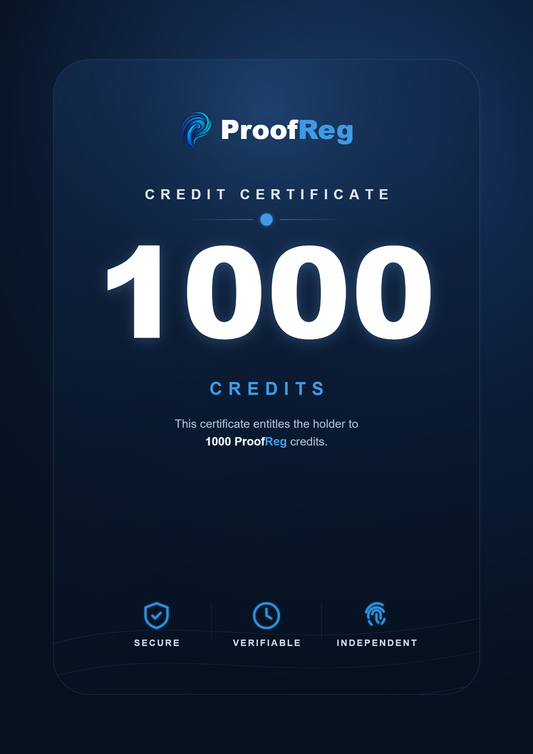 1000 crédits d'enregistrement ProofReg