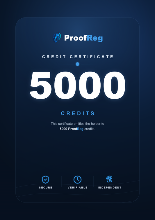 5000 crédits d'enregistrement ProofReg